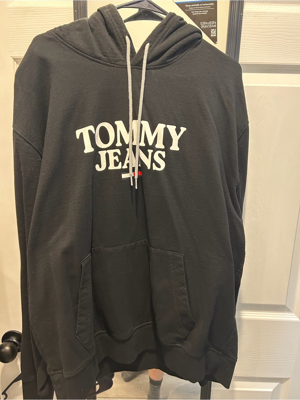 Tommy Hilfiger Black Tommy Jeans Pullover Hoodie with White Logo
